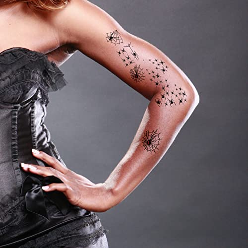 Spider Temporary Tattoos Web Gothic Face Makeup Stickers for Halloween
