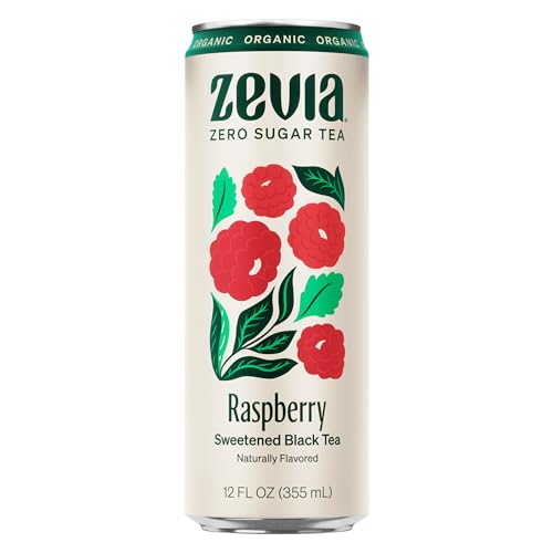 Zevia Organic Raspberry Black Tea - Naturally Sweetened, Zero Calories