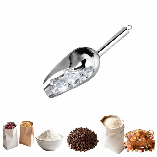 6 oz Stainless Steel Ice Scoop - Heavy Duty Kitchen and Bar Utility Tool