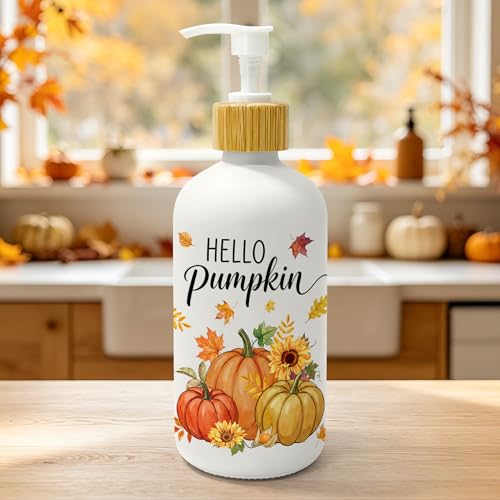 Hexagram Pumpkin Glass Soap Dispenser - Fall Bathroom & Kitchen Decor