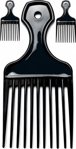 LUXXII Afro Hair Pick Comb Set 3-Pack - Wide Tooth Lift Combs for Curly Hair