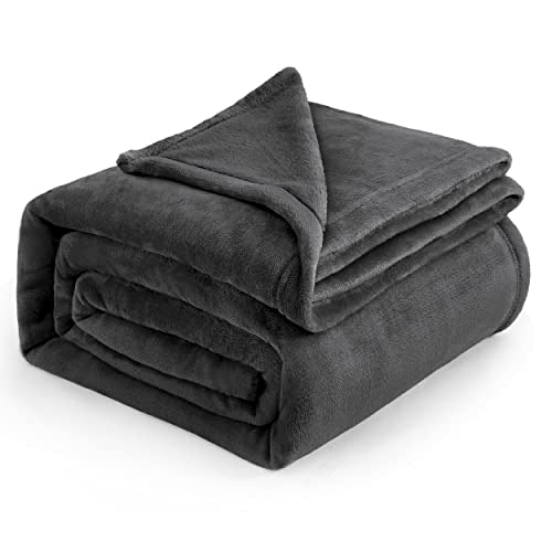 Bedsure King Size Fleece Blanket - Charcoal Grey, Plush Microfiber Bed Throw