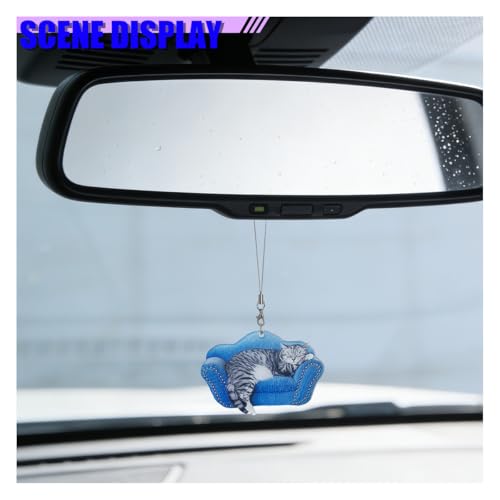 Cute Acrylic Cat Rear View Mirror Charm for Car Decor