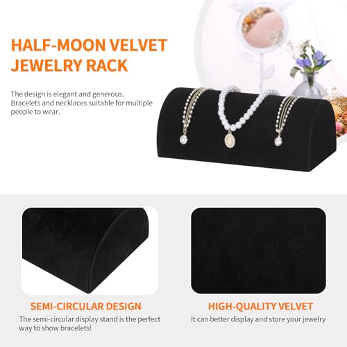 KUKUVR Velvet Half Moon Bracelet Display Stand Black Jewelry Organizer