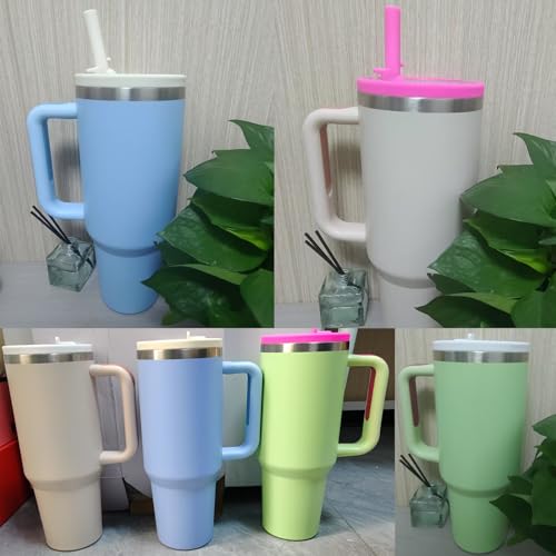 2 Pics 40oz Tumbler Flip Straw Lid For Stanley Quencher H2.0,Leak Proof Cup Top Lids Replacement Reusable Spill Proof No Spill Tumbler Straw Cover for Stanley Cup Accessories(2-pack-white)