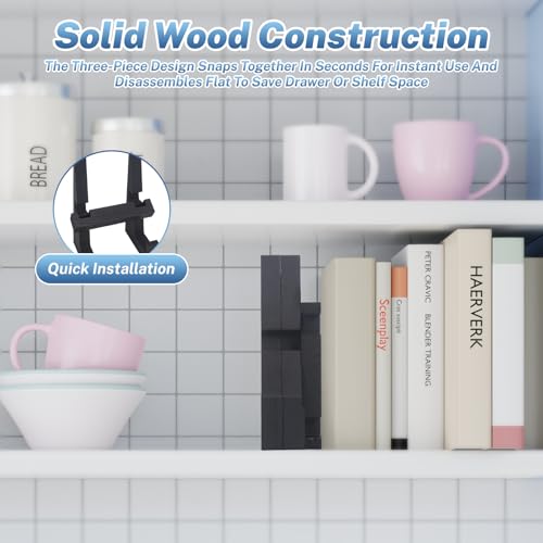 DEBETOOL 8.8 Inch Solid Wood Plate Stand for Display & Storage
