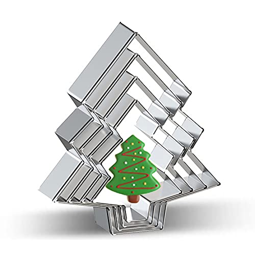 Christmas Tree Cookie Cutter Set of 4 - Large, Medium, Small Stainless Steel Xmas Molds