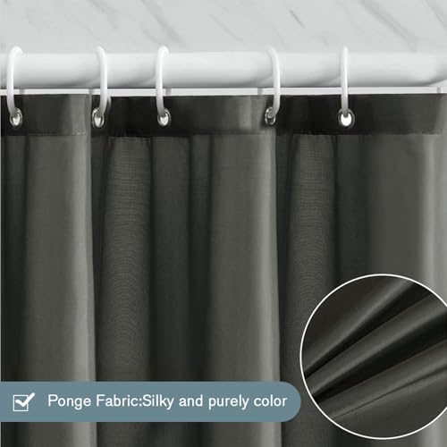 Furlinic Dark Grey Shower Curtain Liner 60x78 Inch - Waterproof & Heavy Duty