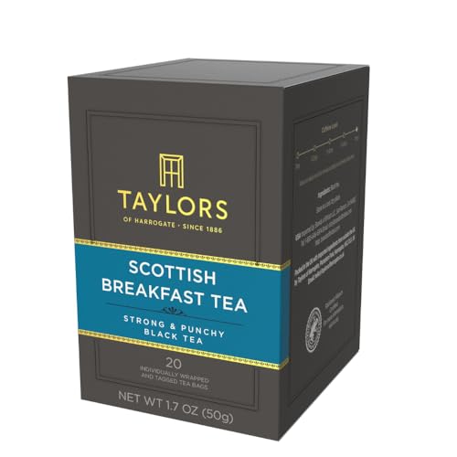 Taylors of Harrogate Scottish Breakfast Black Tea 20ct Pack of 6 - Full-Bodied, Bright Flavor