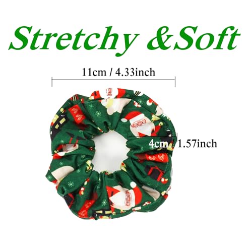 Bookay Christmas Hair Scrunchies 4-Pack Cute Festive Elastic Hair Ties
