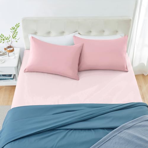 MILVOWOC Dusty Pink Brushed Microfiber Pillowcases - 20x26 Inch, 2 Pack