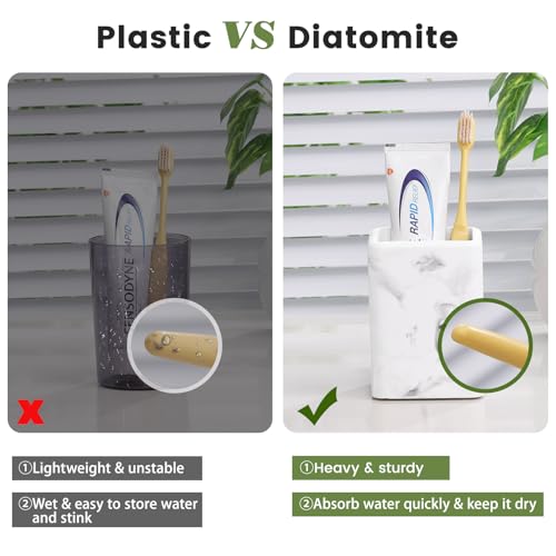 Luxspire Marble Diatomite Toothbrush Holder - 1 PC Bathroom Organizer