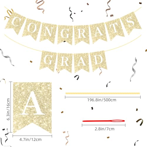Gold Graduation Banner - Class of 2026 Congratulations Decorations