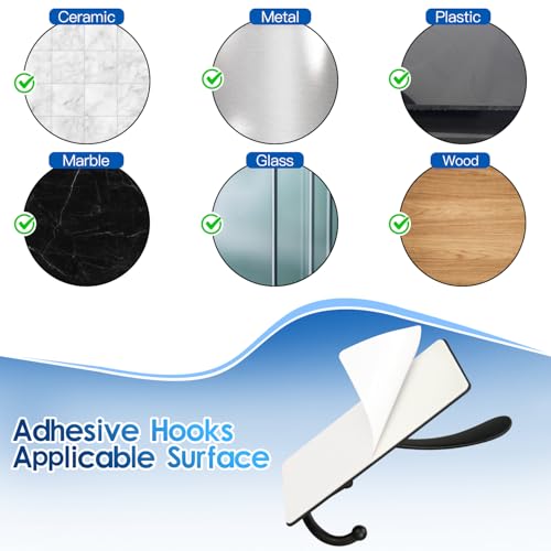 2 Pack XL Adhesive Hooks - 13lb Stainless Steel Towel Hooks