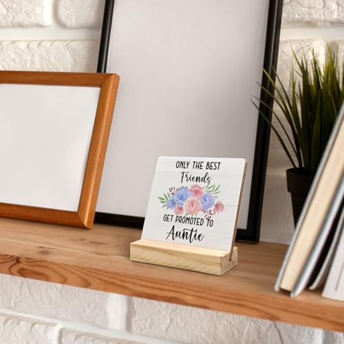 Auntie Gifts Wooden Desk Decor Plaque | 4x4 Inch Funny Sign