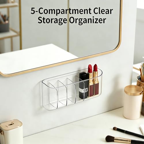 Wall-Mounted Bathroom Organizer with 5 Compartments for Cosmetics