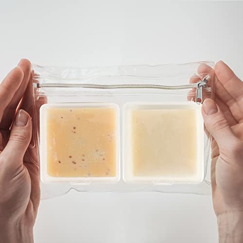 Vonpri Portable Soap Travel Case with Drain - Clear Square Soap Holder
