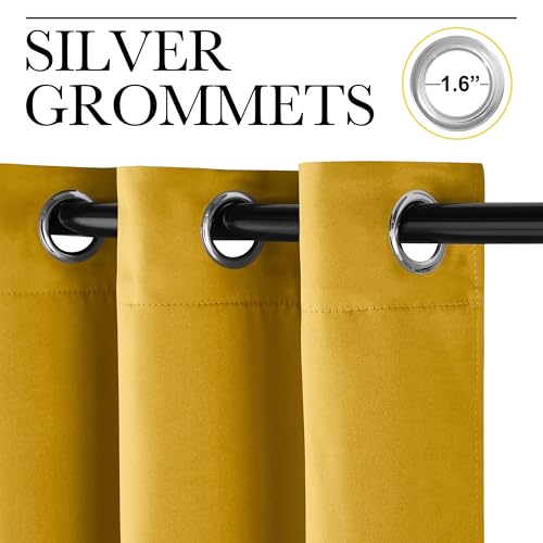 NICETOWN Gold Faux Silk Blackout Curtains 2 Panels 42x84 Inches for Small Windows