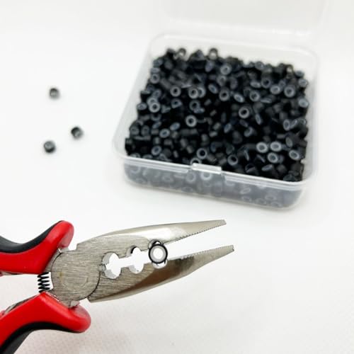 Peiyulex 5mm Silicone Lined Hair Extension Micro Beads - Black 200pcs