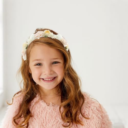TODDER White and Pink Floral Headband for Girls, Toddlers & Kids