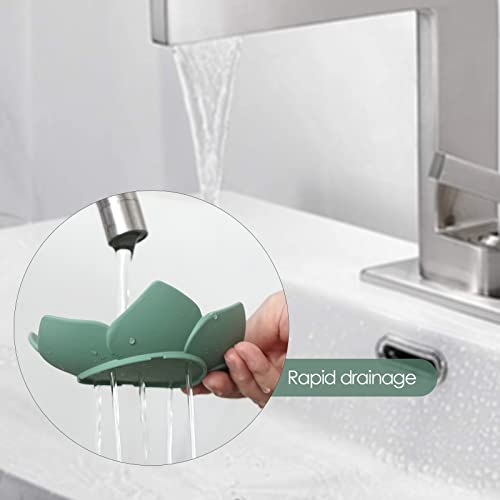 Linkidea Silicone Soap Dish with Drain - 4 Pack Flower Soap Holder