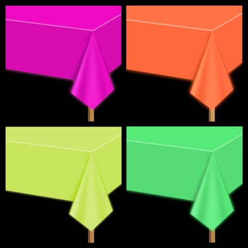 Fluorescent Neon Table Cloths - 4 Pack 51x86