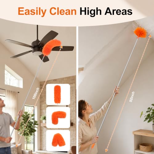 100-Inch Telescoping Cobweb Duster Kit with Microfiber & Brush