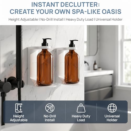 TUNEYA No Drill Shampoo & Conditioner Holders 2 Pack - Cream