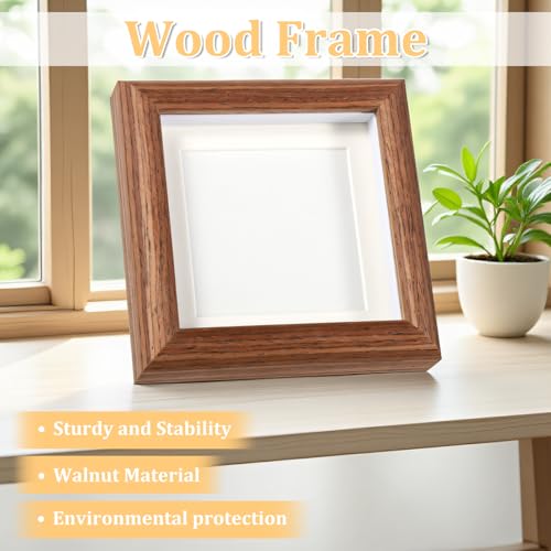 Alrhso Style-1 4x4 Shadow Box Picture Frame Solid Walnut for Memorabilia & Awards