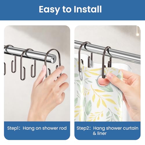Rust-Resistant Double Shower Curtain Hooks - Set of 12
