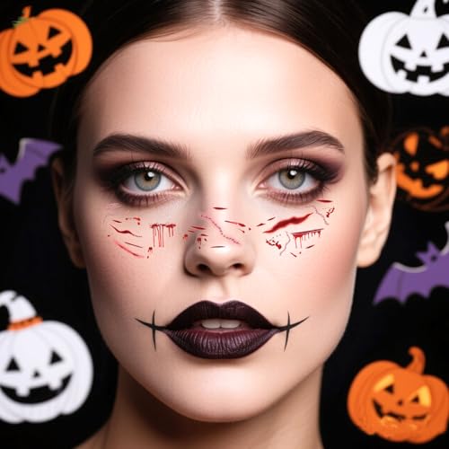 Sinbana Halloween Temporary Face & Arm Tattoos 6pcs Blood Drop Freckle Stickers