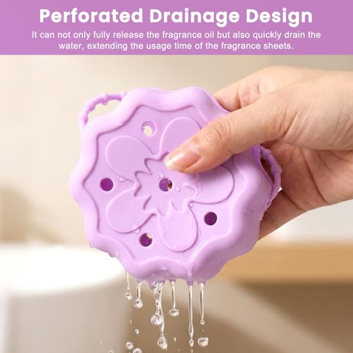 Silicone Shower Steamer Holder - Purple Flower Bath Bomb Tray with Hanging Rope