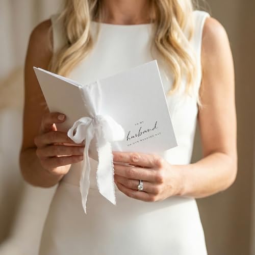 Elegant Wedding Vow Books Set - His & Hers with Ribbons