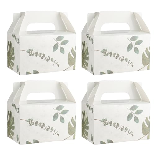NyuOurea 10-Pack Green Leaf Gable Favor Boxes, 6.5x4x4 Inches