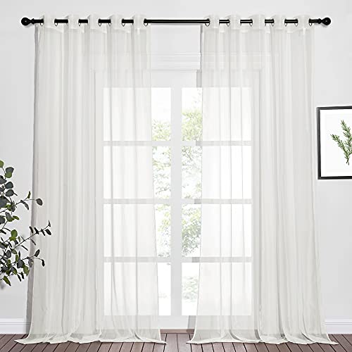 NICETOWN Voile Sheer Curtains, Grommet Top Window Drapes, Beige, 70x96, 2-Pack