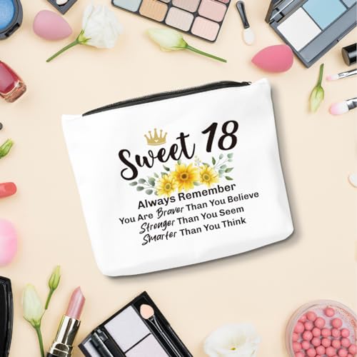 18th Birthday Makeup Bag for Girls - Funny Cotton Cosmetic Pouch