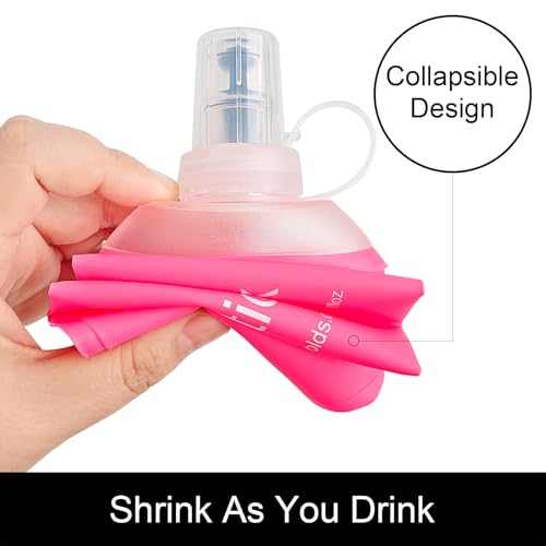 WILDREEDS 500ml Pink Collapsible Soft Water Bottle for Running & Hiking