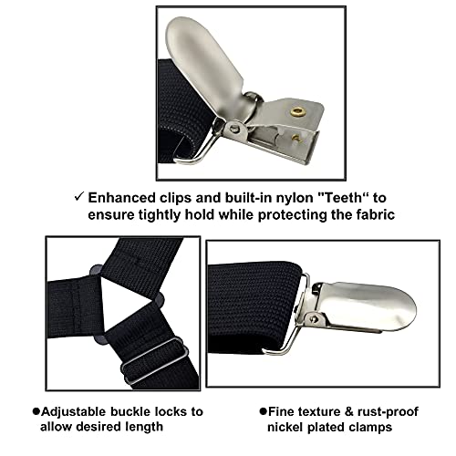 RayTour Black Bed Sheet Holder Straps - Fitted Sheet Clips & Fasteners