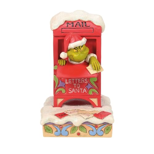 Dr. Seuss Grinch Figurine Peeking Out of Mailbox - Jim Shore 6 Inch Holiday Decor