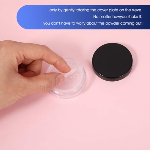 4 Pcs Refillable Loose Powder Containers, Plastic Travel Powder Compact with Rotatable Sifter