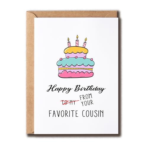 Funny Happy Birthday Cousin Card - 5x7 Premium Greeting Card