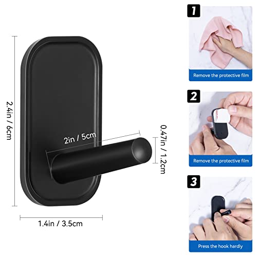 INNPLUS 6-Pack Self-Adhesive Wall Hooks - Heavy Duty, Black