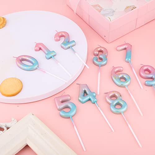 Pink Blue Gradient Birthday Number Candles for Cake