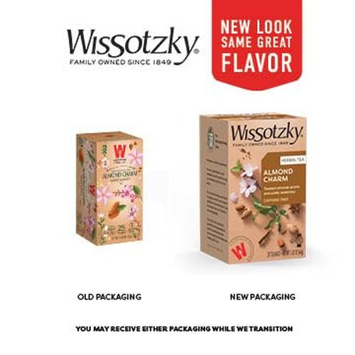 Wissotzky Almond Charm Tea Bags (4 Pack - 20 bags each) Caffeine Free, Infused With Premium Fruit & Herbal Tea Leaves “AKA Chemdat Hashaked”