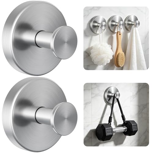 luckin smile Heavy Duty Suction Cup Hooks - Silver, 2 Pack