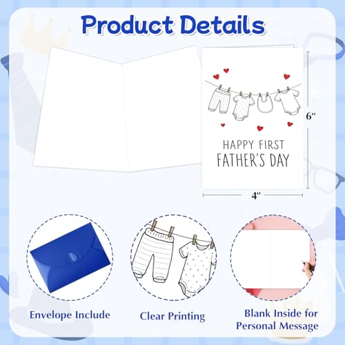 First Father's Day Card for New Dad with Envelope - Cute Design