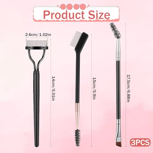 3-Piece Eyelash Separator and Eyebrow Brush Grooming Set