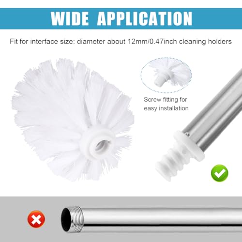 NOVYQREN Toilet Brush Replacement Heads - 2 Pack, White, 12mm Thread