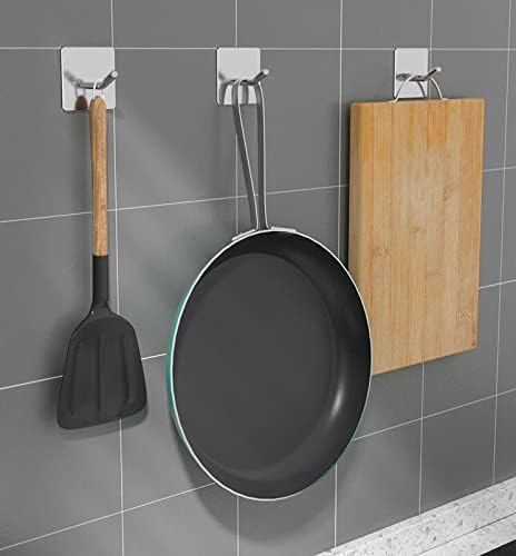 VIVII 6-Pack Stainless Steel Adhesive Hooks, Heavy Duty Wall Hangers