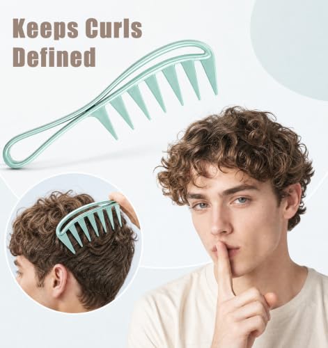 FRCTLNKG 4-Pack Wide Tooth Hair Combs Set for Detangling & Styling